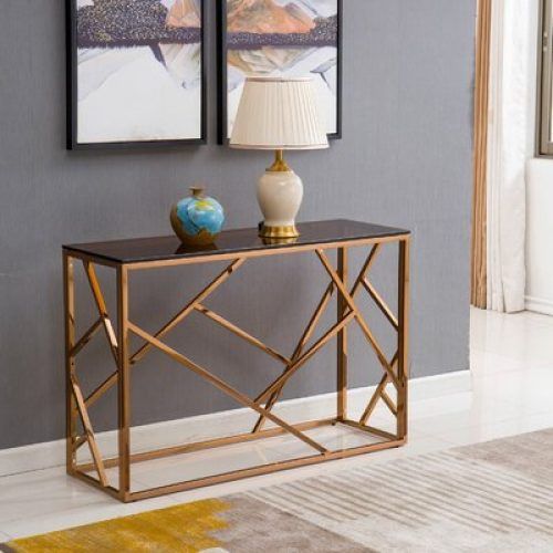 Geometric Glass Top Gold Console Tables (Photo 7 of 20)