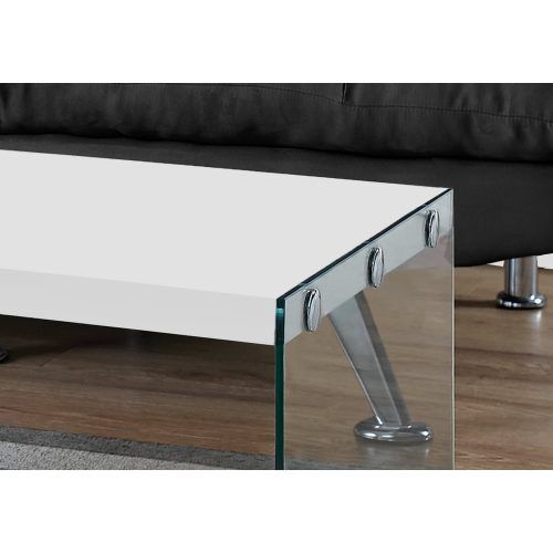 Glossy White Hollow-Core Tempered Glass Cocktail Tables (Photo 2 of 20)