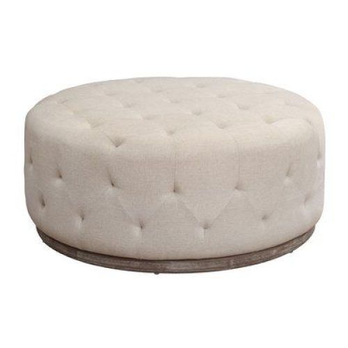 Round Gray Faux Leather Ottomans With Pull Tab (Photo 15 of 20)