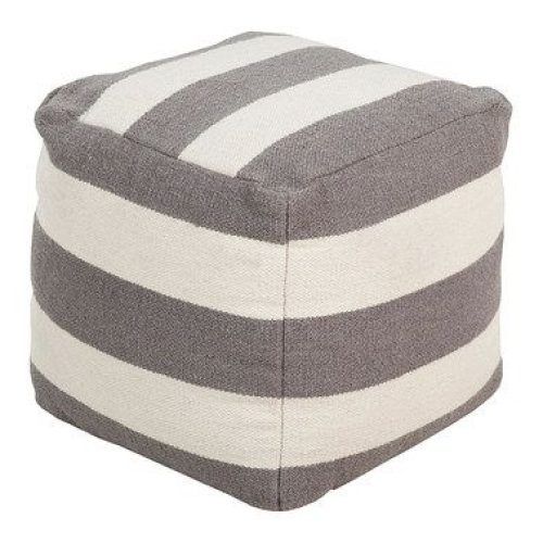 Charcoal And White Wool Pouf Ottomans (Photo 13 of 20)