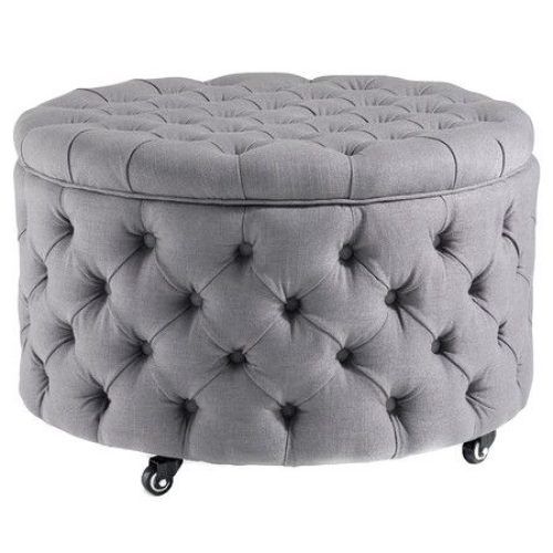 Gray Moroccan Inspired Pouf Ottomans (Photo 18 of 20)