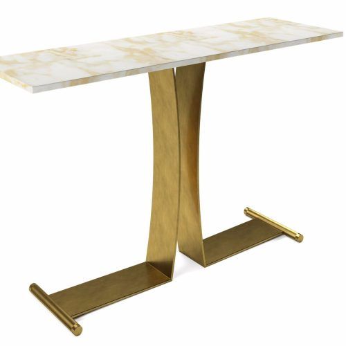 Parsons Grey Marble Top & Brass Base 48X16 Console Tables (Photo 7 of 20)