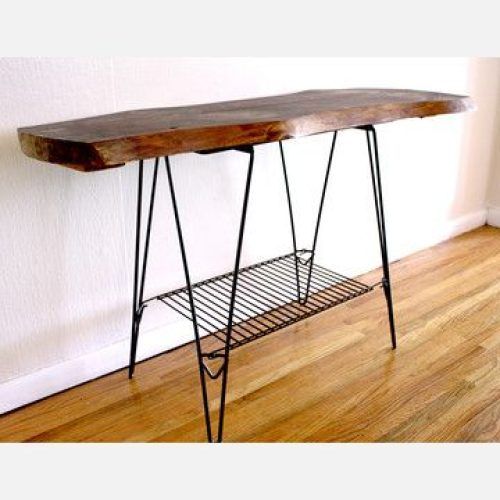 Oak Wood And Metal Legs Console Tables (Photo 5 of 20)