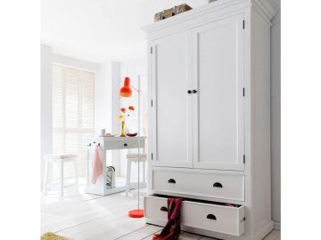 White 2 Door Wardrobes with Drawers