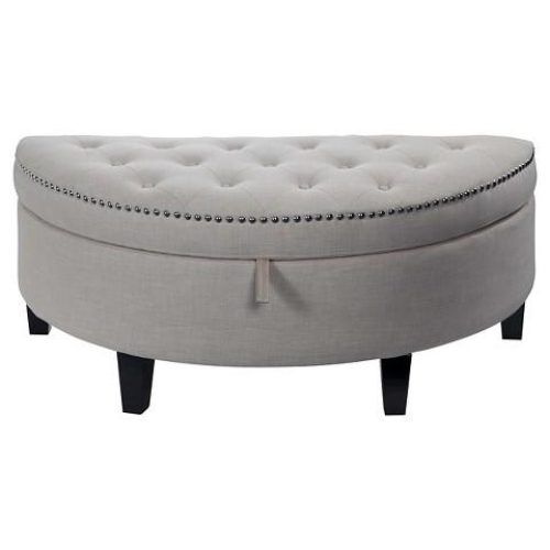 Small White Hide Leather Ottomans (Photo 3 of 20)