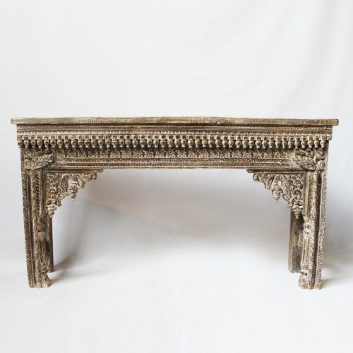 Hand Carved White Wash Console Tables (Photo 3 of 20)