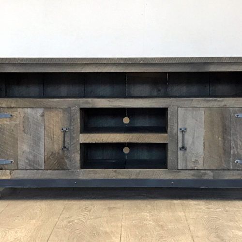 Rustic Grey Tv Stand Media Console Stands For Living Room Bedroom (Photo 12 of 20)