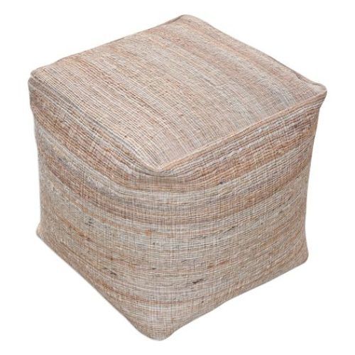Natural Beige And White Cylinder Pouf Ottomans (Photo 13 of 20)