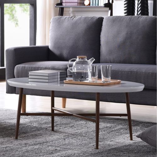 Handy Living Miami White Oval Coffee Tables With Brown Metal Legs (Photo 1 of 20)