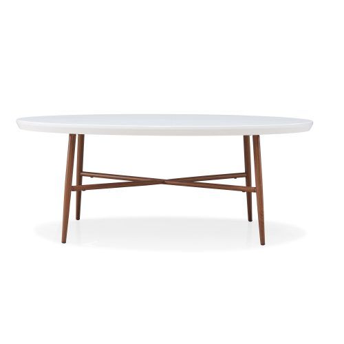 Handy Living Miami White Oval Coffee Tables With Brown Metal Legs (Photo 2 of 20)