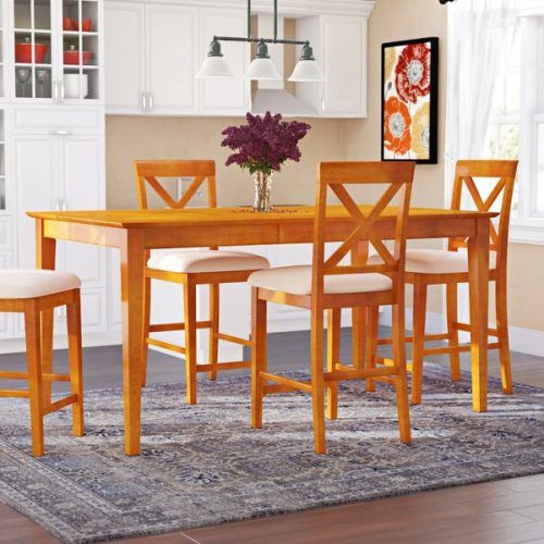 Hanska Wooden 5 Piece Counter Height Dining Table Sets (Set Of 5) (Photo 14 of 20)