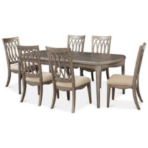 Jaxon Grey 7 Piece Rectangle Extension Dining Sets With Uph Chairs (Photo 17 of 20)