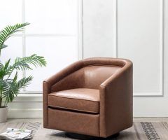 2024 Popular Hazley Faux Leather Swivel Barrel Chairs