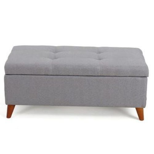 Beige And Light Gray Fabric Pouf Ottomans (Photo 1 of 20)