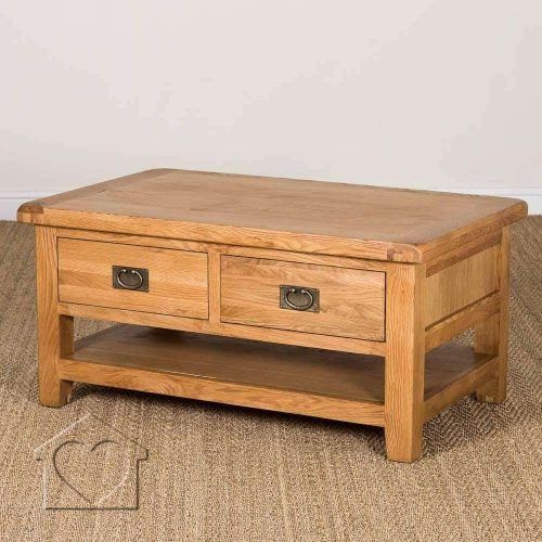 Rustic Oak Coffee Table With Drawers (Photo 15 of 20)
