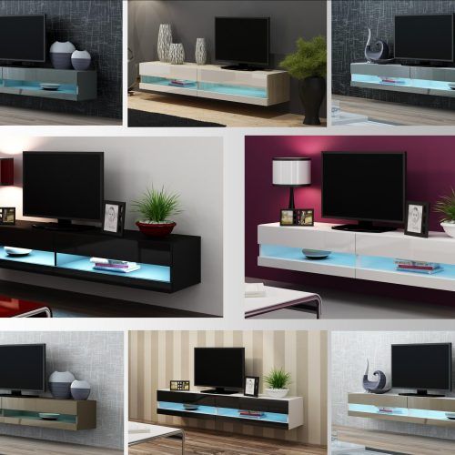 57'' Tv Stands With Led Lights Modern Entertainment Center (Photo 1 of 20)