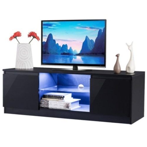 Tv Stands Cabinet Media Console Shelves 2 Drawers With Led Light (Photo 7 of 20)