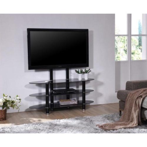 Space Saving Black Tall Tv Stands With Glass Base (Photo 3 of 20)