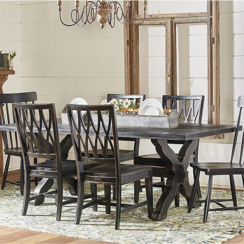 Magnolia Home Shop Floor Dining Tables With Iron Trestle (Photo 4 of 20)