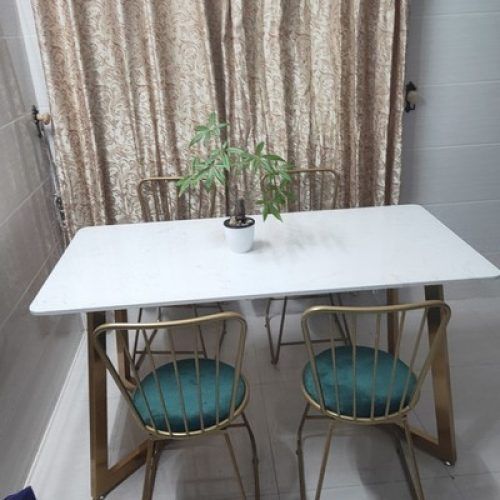 Faux White Marble And Metal Console Tables (Photo 15 of 20)