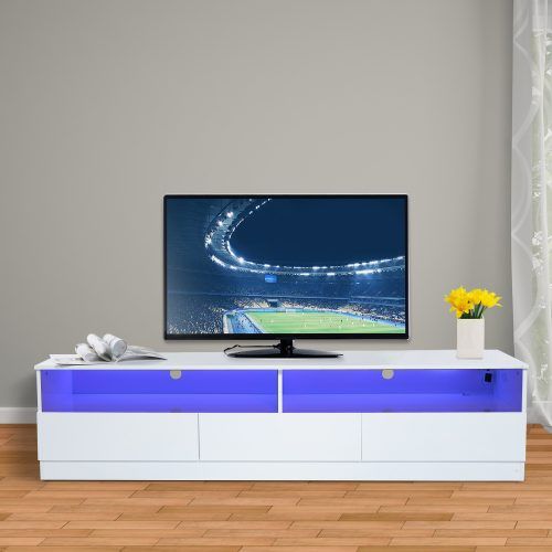 57'' Tv Stands With Led Lights Modern Entertainment Center (Photo 11 of 20)