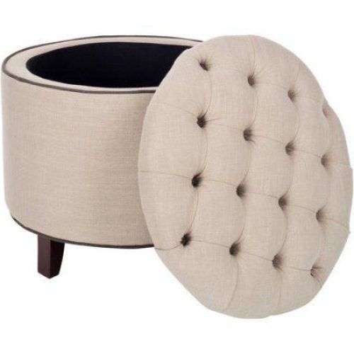 Charcoal Fabric Tufted Storage Ottomans (Photo 1 of 20)