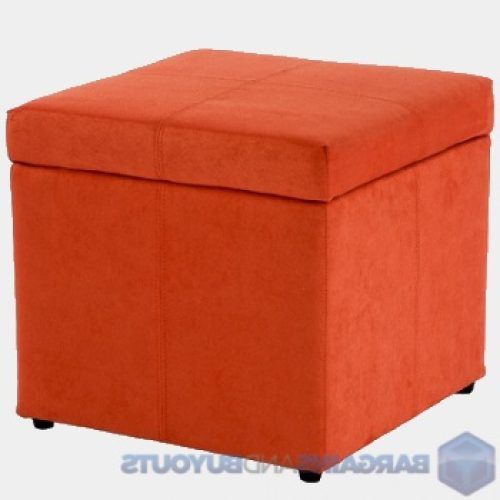 Orange Fabric Modern Cube Ottomans (Photo 16 of 20)
