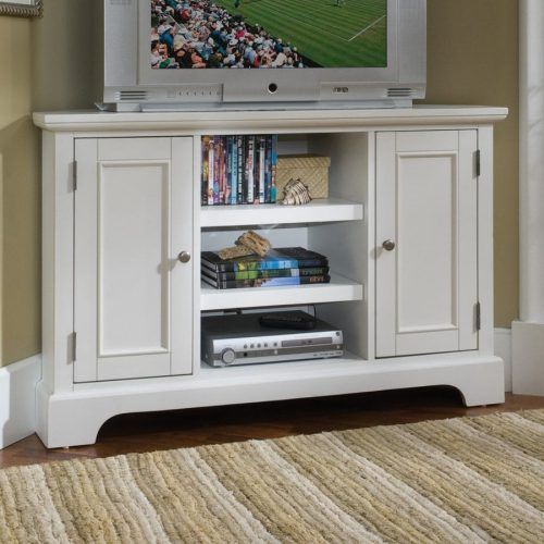 Wood Corner Storage Console Tv Stands For Tvs Up To 55" White (Photo 16 of 20)