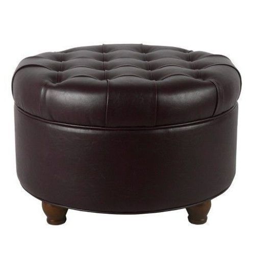 Black Faux Leather Column Tufted Ottomans (Photo 4 of 20)