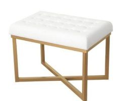 20 Best Ideas White Leather and Bronze Steel Tufted Square Ottomans
