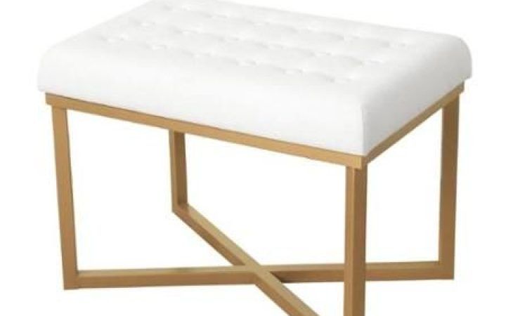 20 Best Ideas White Leather and Bronze Steel Tufted Square Ottomans
