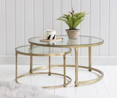 20 Inspirations Round White Wash Brass Painted Coffee Tables