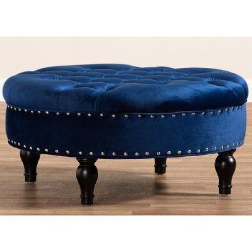 Blue Fabric Tufted Surfboard Ottomans (Photo 11 of 20)