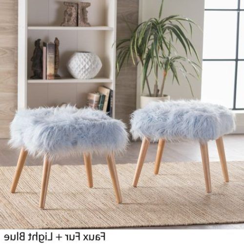 Charcoal Brown Faux Fur Square Ottomans (Photo 15 of 20)