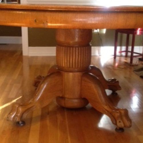 Metal Legs And Oak Top Round Console Tables (Photo 14 of 20)