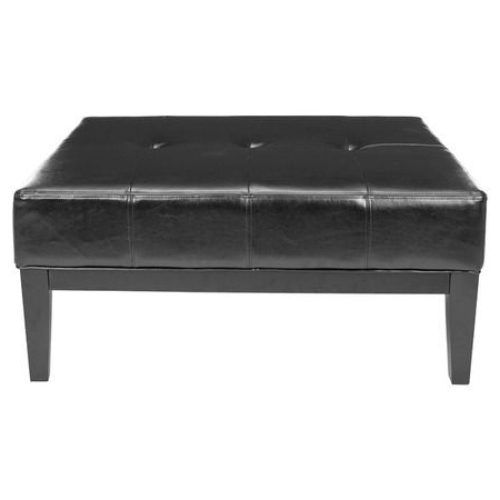 Black Faux Leather Tufted Ottomans (Photo 13 of 20)