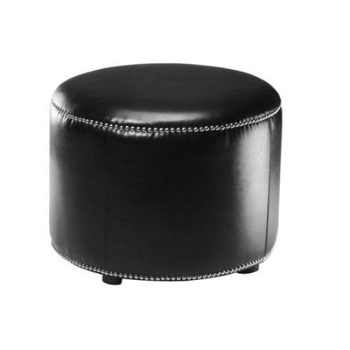 Black Leather And Gray Canvas Pouf Ottomans (Photo 15 of 20)