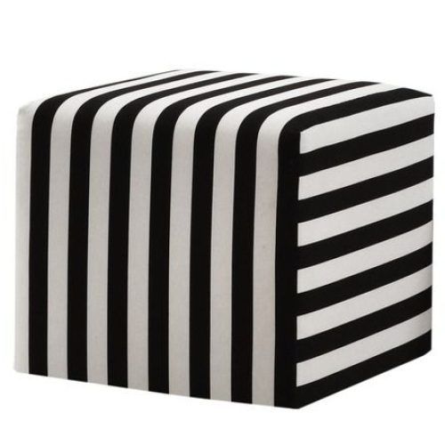 Stripe Black And White Square Cube Ottomans (Photo 16 of 20)