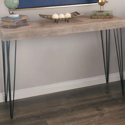 Parsons Walnut Top & Dark Steel Base 48X16 Console Tables (Photo 6 of 20)
