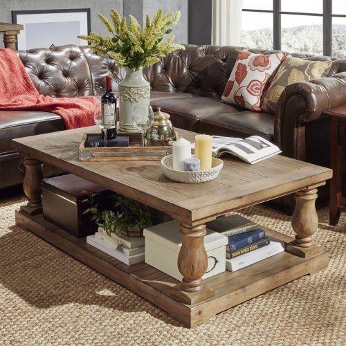 Edmaire Rustic Pine Baluster Coffee Tables (Photo 3 of 20)