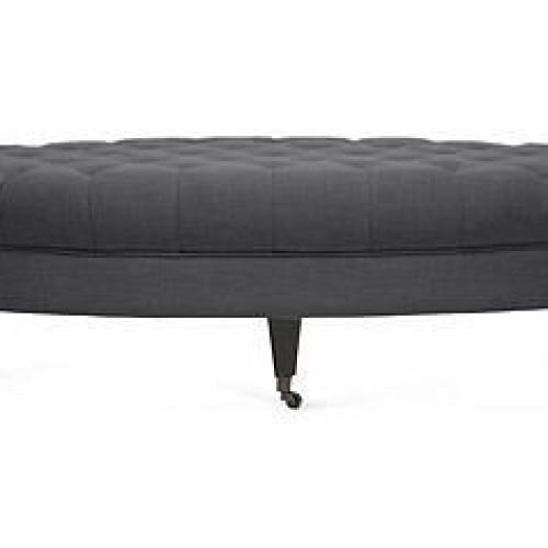 Linen Fabric Tufted Surfboard Ottomans (Photo 1 of 20)