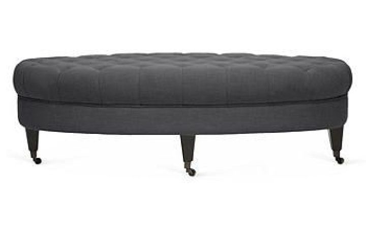 20 Collection of Linen Fabric Tufted Surfboard Ottomans