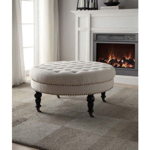 Snow Tufted Fabric Ottomans (Photo 17 of 20)