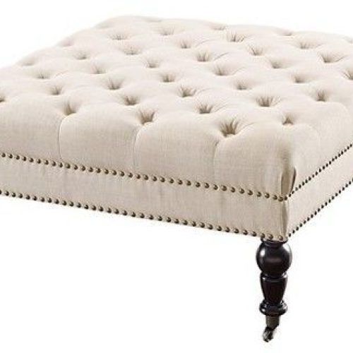 Pink Champagne Tufted Fabric Ottomans (Photo 8 of 20)