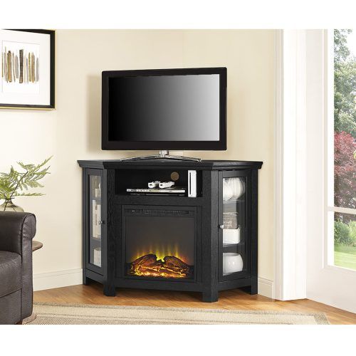 Wood Corner Storage Console Tv Stands For Tvs Up To 55" White (Photo 11 of 20)