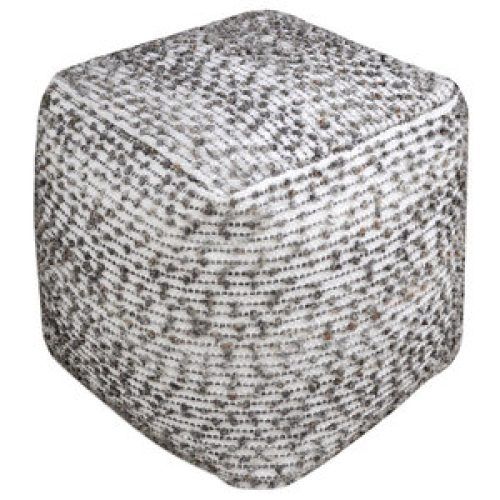 Black And Ivory Solid Cube Pouf Ottomans (Photo 7 of 20)