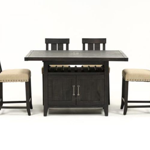Jaxon 5 Piece Extension Counter Sets With Fabric Stools (Photo 1 of 20)