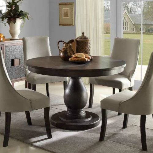 Jaxon Grey 5 Piece Round Extension Dining Sets With Upholstered Chairs (Photo 6 of 20)