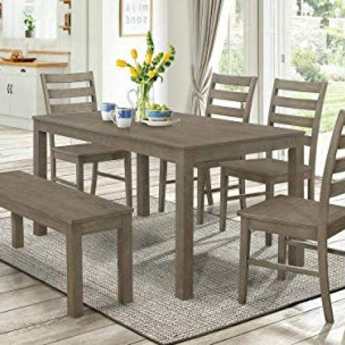 Jaxon Grey 6 Piece Rectangle Extension Dining Sets With Bench & Wood Chairs (Photo 15 of 20)