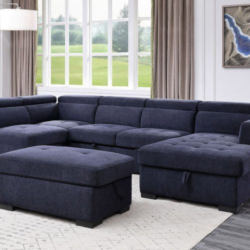 U-Shaped Sectional Sofa With Pull-Out Bed (Photo 6 of 20)